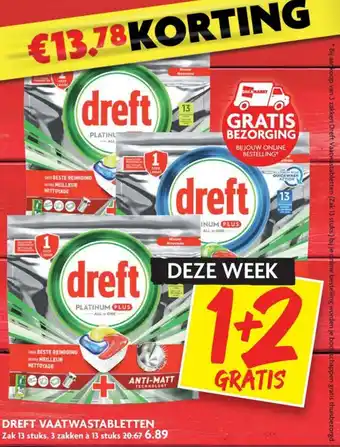 Dekamarkt Dreft Platinum vaatwastabletten 3*13st aanbieding