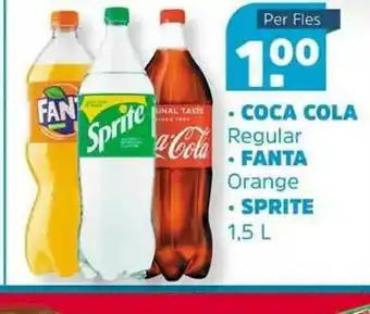 Sahan Supermarkten Coca cola regular, fanta orange of sprite 1,5 liter aanbieding