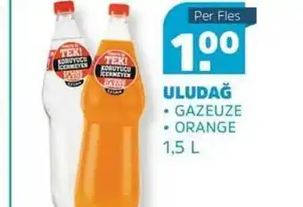 Sahan Supermarkten Uludağ gazeuze of orange 1,5 liter aanbieding