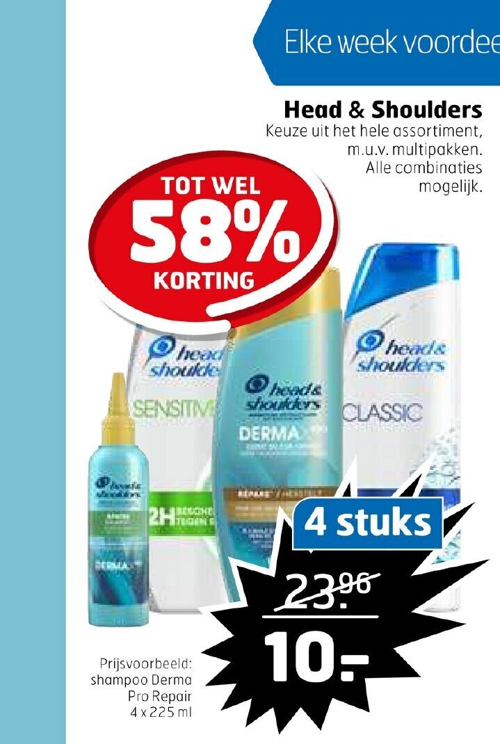 Head & Shoulders 4 stuks aanbieding bij Trekpleister