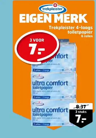 Trekpleister 4-laags toiletpapier 6 rollen 3 stuks aanbieding