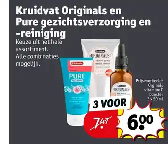 Kruidvat Originals en Pure gezichtsverzorging en -reiniging 3x50ml aanbieding