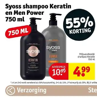Kruidvat Syoss shampoo Keratin en Men Power 750 ml aanbieding