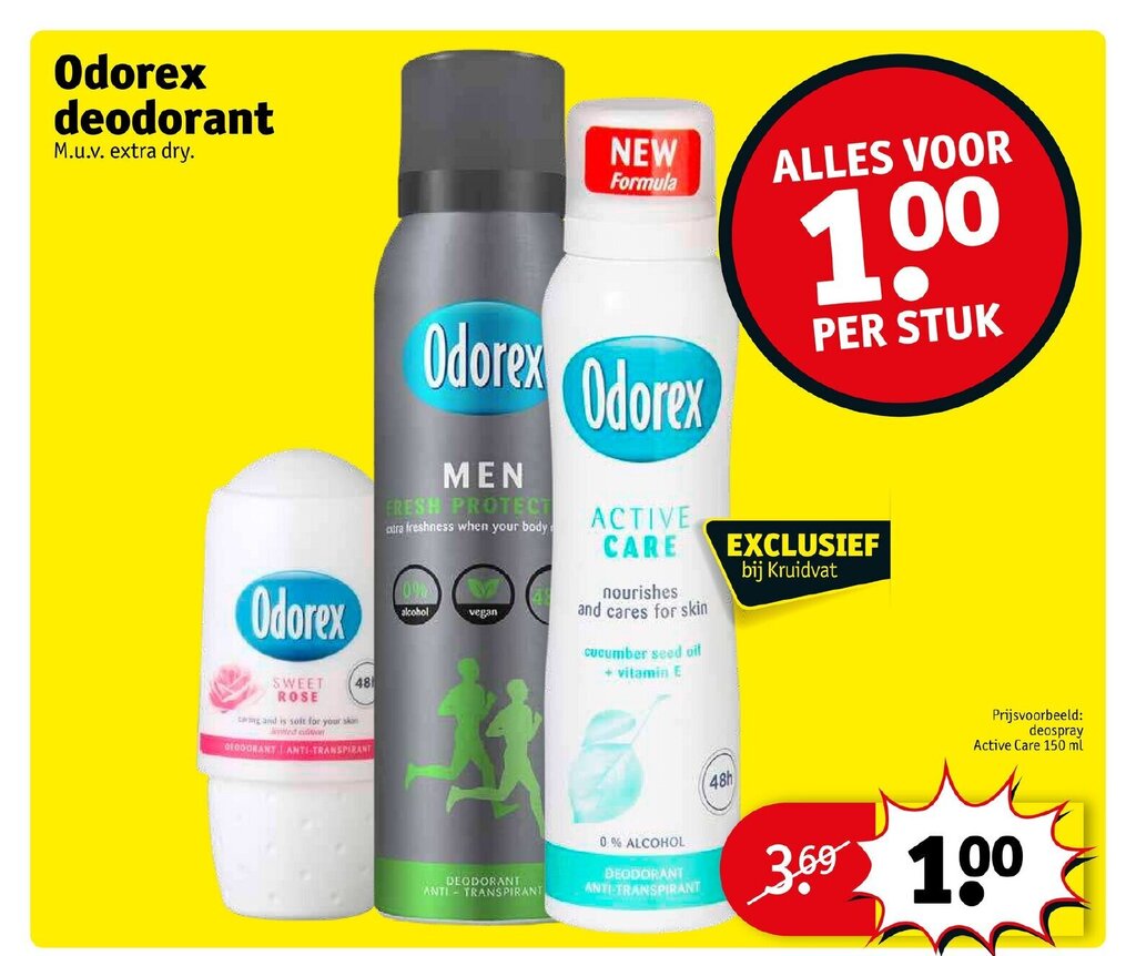Odorex deodorant 150ml aanbieding bij Kruidvat