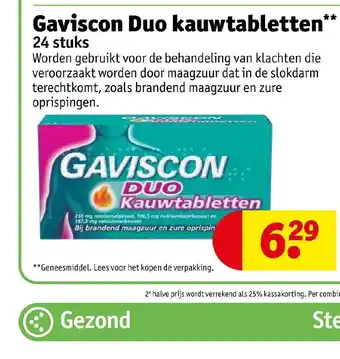 Kruidvat Gaviscon Duo kauwtabletten 24 stuks aanbieding