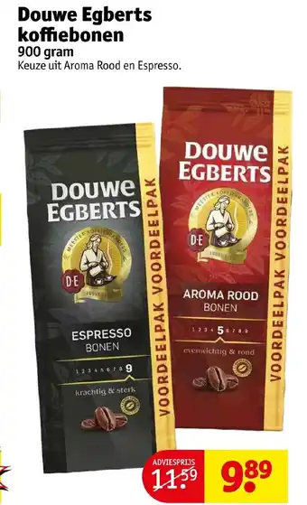 Kruidvat Douwe Egberts koffiebonen 900g aanbieding