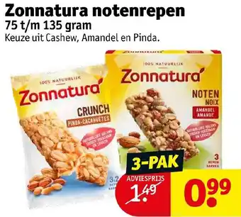 Kruidvat Zonnatura notenrepen 136g aanbieding