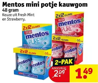 Kruidvat Mentos mini potje kauwgom 48g aanbieding