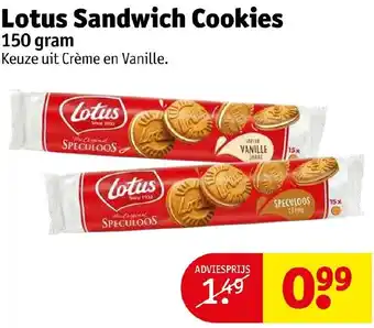 Kruidvat Lotus Sandwich Cookies 150g aanbieding