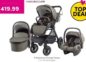 Baby & Tiener X adventure Triumph Green 3 in 1 kinderwagen aanbieding