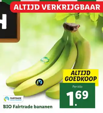 Lidl BIO fairtrade bananen 1 kg aanbieding