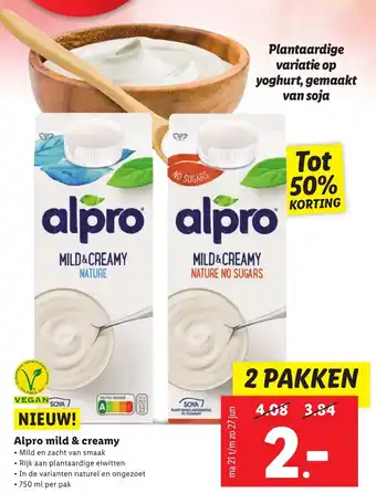 Lidl Alpro mild & creamy 2*750ml aanbieding