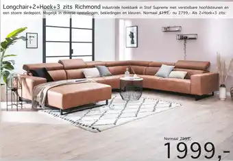 Woonsquare Longchair+2+Hoek+3 zits Richmond aanbieding