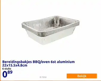 Action Bereidingsbakjes BBQ/oven 6st aluminium aanbieding