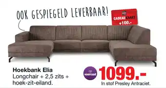 Budget Home Store Hoekbank Elia (l) Antraciet met contraststiksel aanbieding