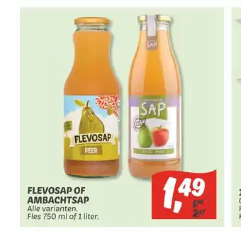 Dekamarkt Flevosap of Ambachtsap Alle varianten, Fles 750 ml of 1 liter aanbieding