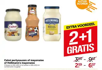 Coop Calvé partysauzen of mayonaise of Hellmann's mayonaise aanbieding