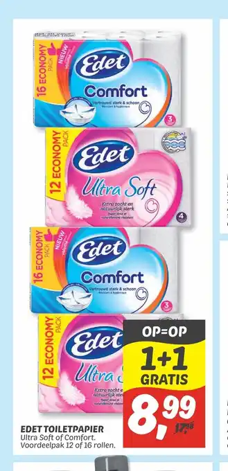 Dekamarkt Edet Toiletpapier Ultra Soft of Comfort. Voordeelpak 12 of 16 rollen aanbieding