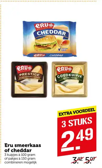 Coop Eru smeerkaas of cheddar aanbieding