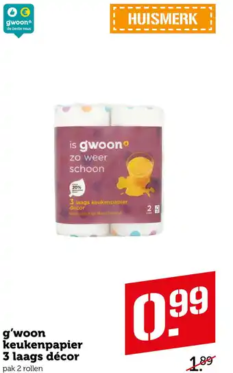 Coop g'woon keukenpapier 3 laags décor aanbieding