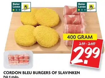 Dekamarkt Cordon bleu burgers of slavinken aanbieding