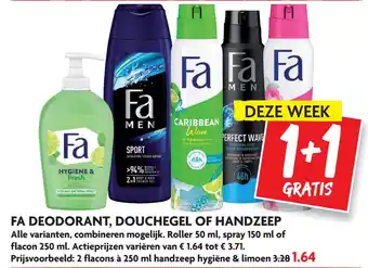 Dekamarkt Fa deodorant, douchegel of handzeep aanbieding