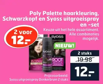 Trekpleister Poly Palette haarkleuring, Schwarzkopf en Syoss uitgroeispray en -set aanbieding