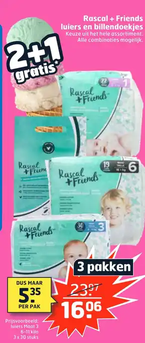 Trekpleister Rascal + Friends luiers en billendoekjes aanbieding