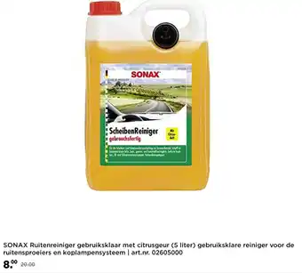 Amazon SONAX Ruitenreiniger gebruiksklaar met citrusgeur (5 liter) gebruiksklare reiniger voor de ruitensproeiers en koplampensystee aanbieding