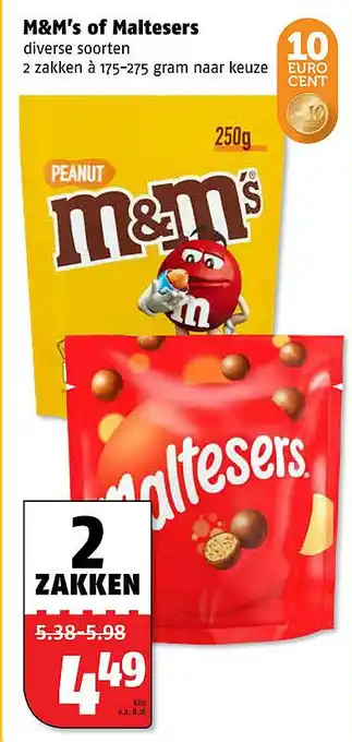 Poiesz M&M's of Maltesers aanbieding