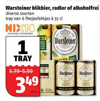 Poiesz Warsteiner blikbier, radler of alkoholfrei aanbieding