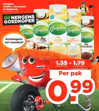 PLUS Campina Vanille-, chocolade- of dubbelvla aanbieding