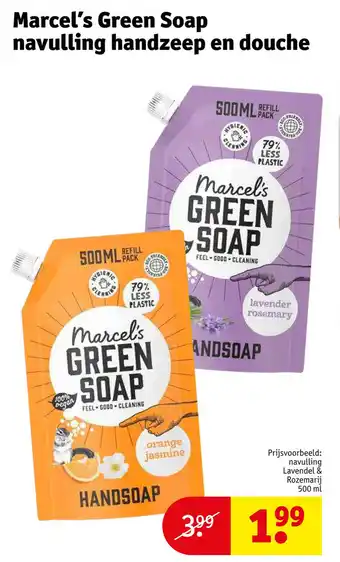 Kruidvat Marcel's green soap navulling handzeep en douche aanbieding