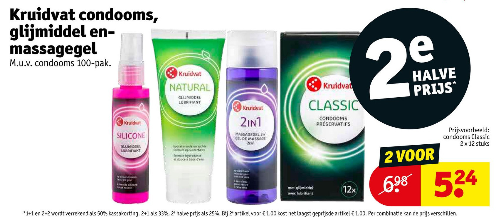 Kruidvat condooms, glijmiddel en massagegel aanbieding bij Kruidvat