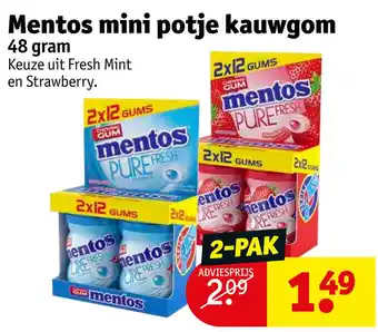 Kruidvat Mentos mini potje kauwgom aanbieding