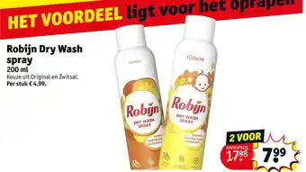 Kruidvat Robijn dry wash spray aanbieding