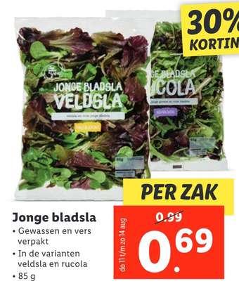 Lidl Jonge bladsla aanbieding