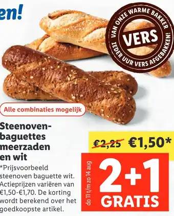 Lidl Steenoven- baguettes meerzaden en wit aanbieding