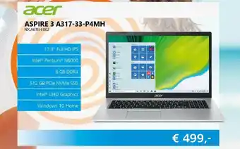 ITPRODEALS Acer aspire 3 a317-33-p4mh nx.a6teh.002 laptop aanbieding