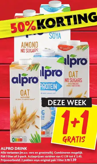 Dekamarkt Alpro Drink 2*1L aanbieding