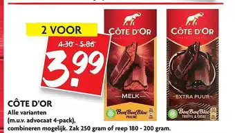 Dekamarkt Côte d'or 180-200 gram aanbieding