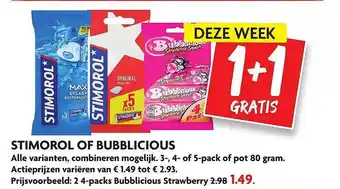 Dekamarkt Stimorol of bubblicious aanbieding