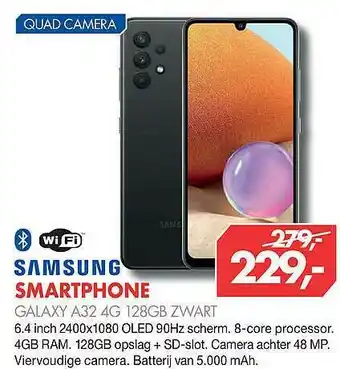 Vobis Samsung smartphone galaxy a32 4g 128gb zwart aanbieding