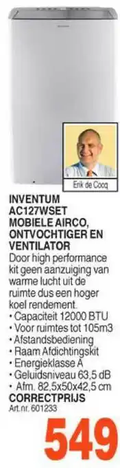 Correct Inventum ac127wset mobiele airco, ontvochtiger en ventilator aanbieding