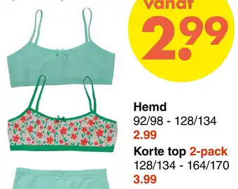 Wibra Meisjes ongoed korte top 2-pack 128/134-164/170 aanbieding