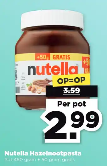 PLUS Nutella hazelnootpasta aanbieding