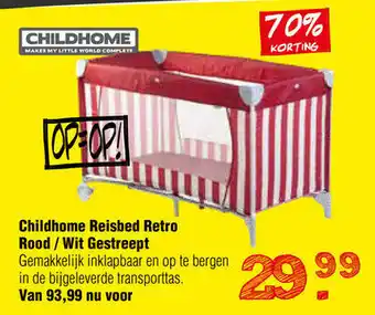 Van Asten BabySuperstore Childhome Reisbed Retro rood/wit gestreept aanbieding