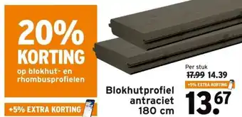 GAMMA Blokhutprofiel antraciet 180 cm aanbieding