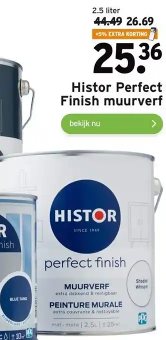 GAMMA Histor Perfect Finish Muurverf 2.5L aanbieding