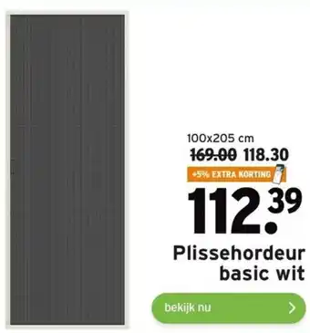 GAMMA Plissehordeur basic wit 100x205cm aanbieding